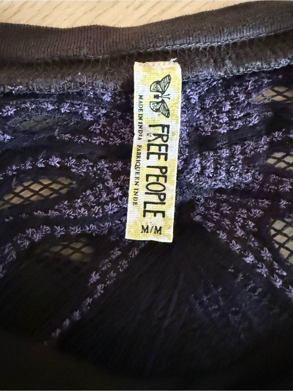 Free People Purple Embroidered Mesh Tank Top | Boho Fairy Grunge Layering Top - Picture 5 of 7